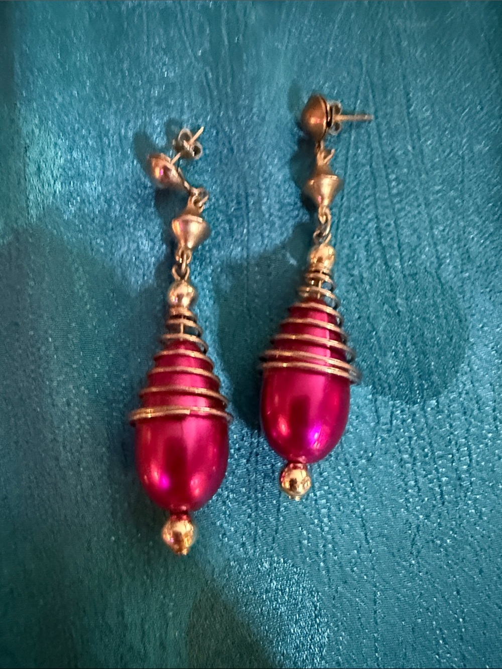 Gold-Tone Pink Drop Earrings - Women Jewelry